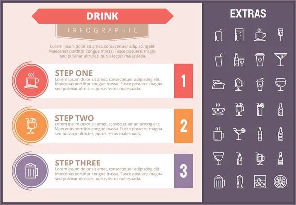 Drink-Infografik-Vorlage, Elemente und Symbole. — Stockvektor