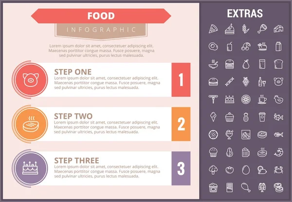 Modello di infografica alimentare, elementi e icone . — Vettoriale Stock