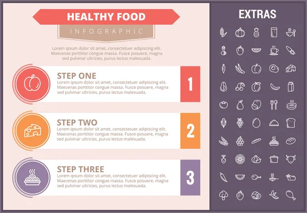 Healthy food infographic template, elements, icons — Stock Vector