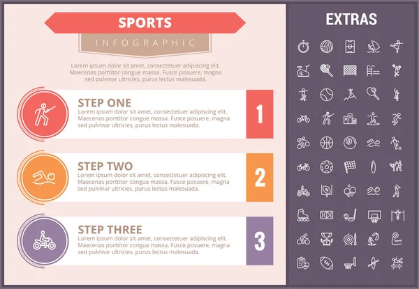 Modelo de infográfico esportivo, elementos e ícones . — Vetor de Stock