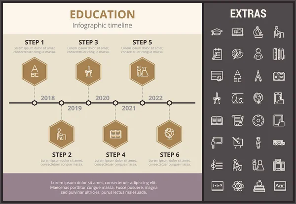 Инфографический шаблон образования, элементы и иконки — стоковый вектор