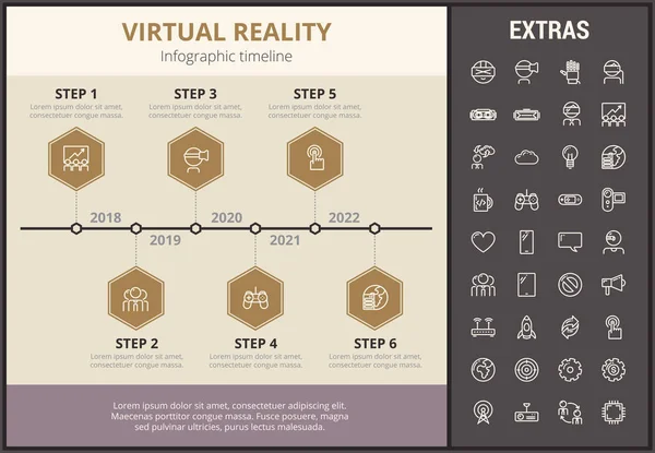 Modelo de infográfico de realidade virtual e elementos . — Vetor de Stock