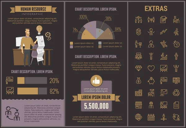 İnsan kaynakları Infographic şablonu ve öğeleri. — Stok Vektör