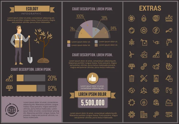 Modello infografico di ecologia, elementi e icone . — Vettoriale Stock