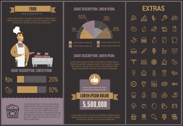 Plantilla de infografía alimentaria, elementos e iconos . — Archivo Imágenes Vectoriales