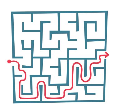 Labirent çözüm vektör çizim ile.