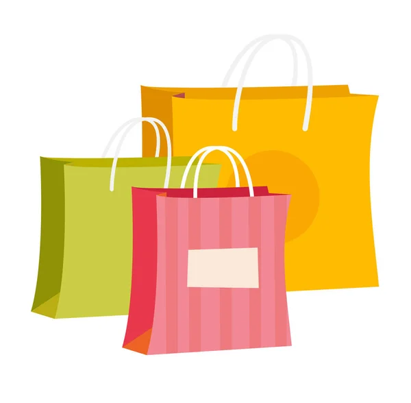 Carta shopping bags vettoriale cartone animato illustrazione . — Vettoriale Stock