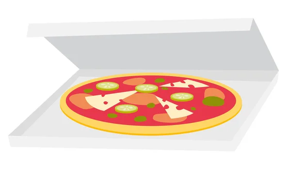 Pizza nella scatola di consegna illustrazione del fumetto vettoriale . — Vettoriale Stock