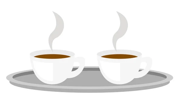 Tasses à café sur plateau vectoriel dessin animé illustration . — Image vectorielle