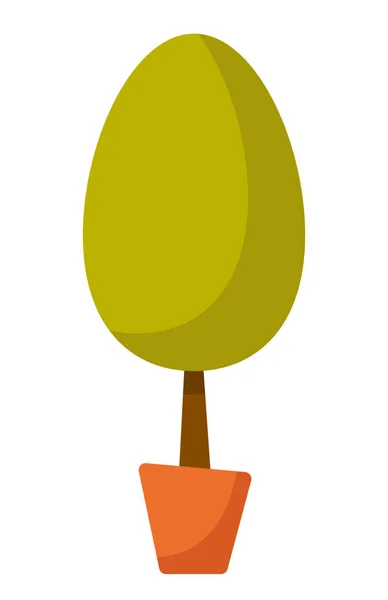 Árbol joven en una ilustración de dibujos animados vector olla . — Vector de stock