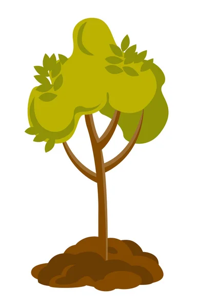 Árvore em crescimento no solo ilustração vetorial . — Vetor de Stock