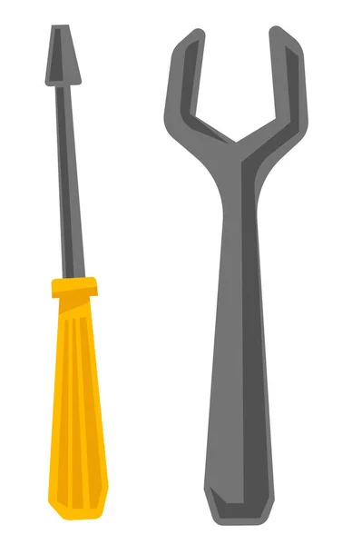 Wrench and screwdriver vector cartoon illustration — Stock Vector