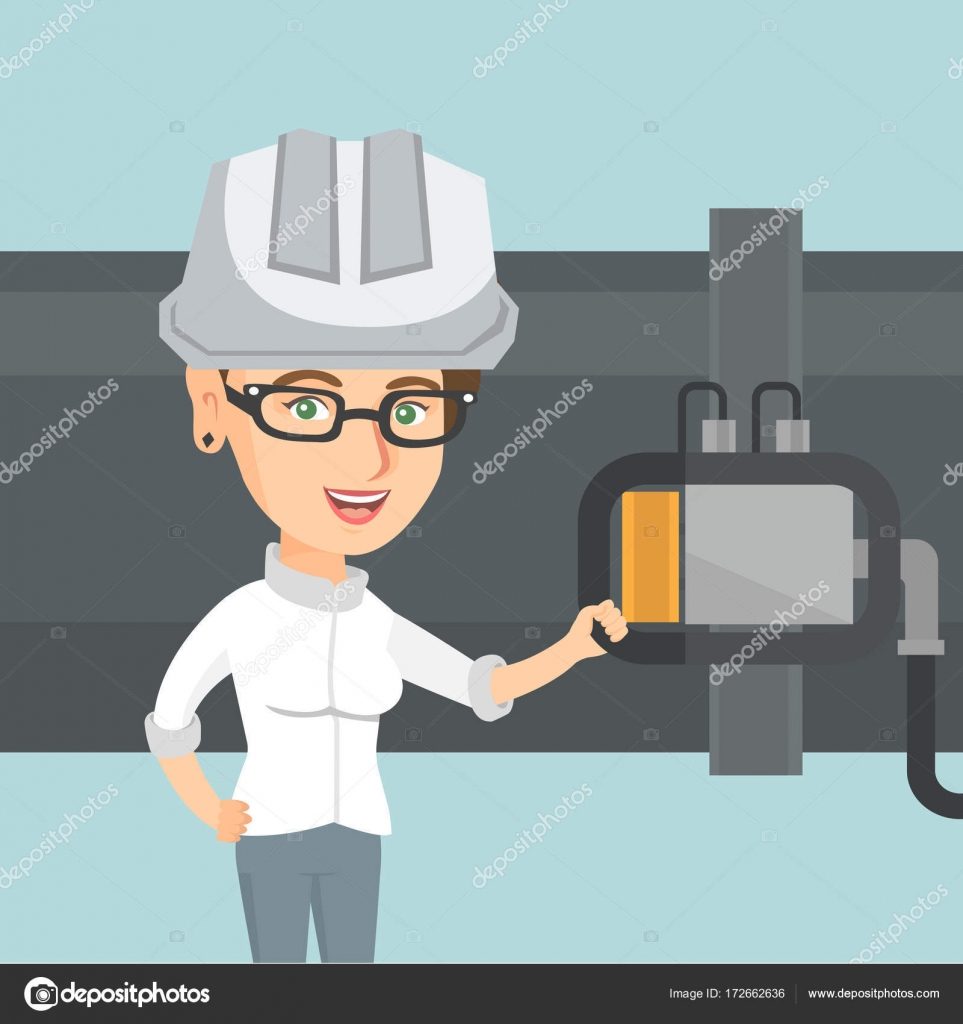 Operator checking the detector on the pipeline. Stock Vector Image by ...