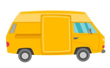 Sarı van vektör karikatür çizim.