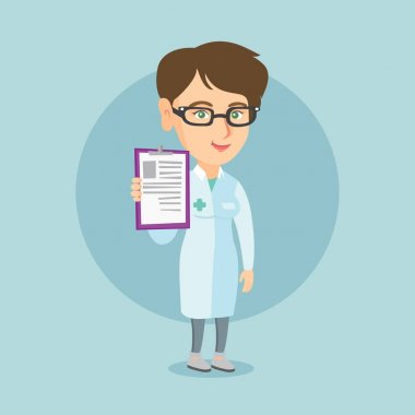 Elinde dosya olan genç beyaz doktor.