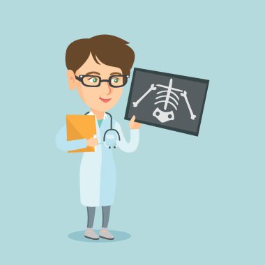 Beyaz roentgenologist bir grafisi incelenmesi.