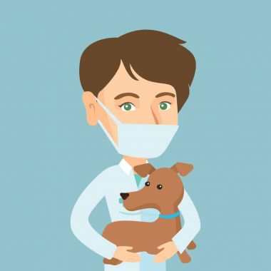 Köpek elinde ile genç beyaz hayvan hastalıklarıyla ilgili.