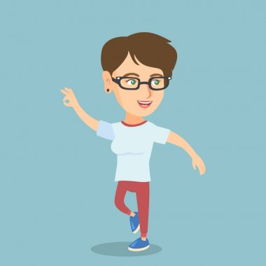 Genç neşeli Kafkas kadın dans.