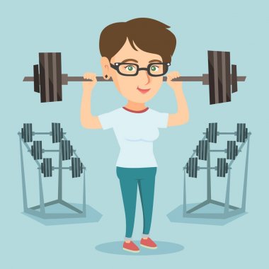 Genç Kafkas kadın kaldırma halter.