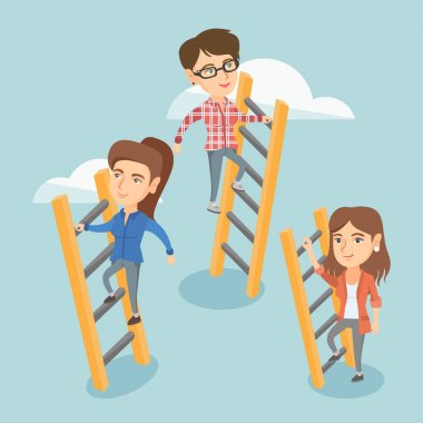 Başarı için tırmanma beyaz iş adamları.