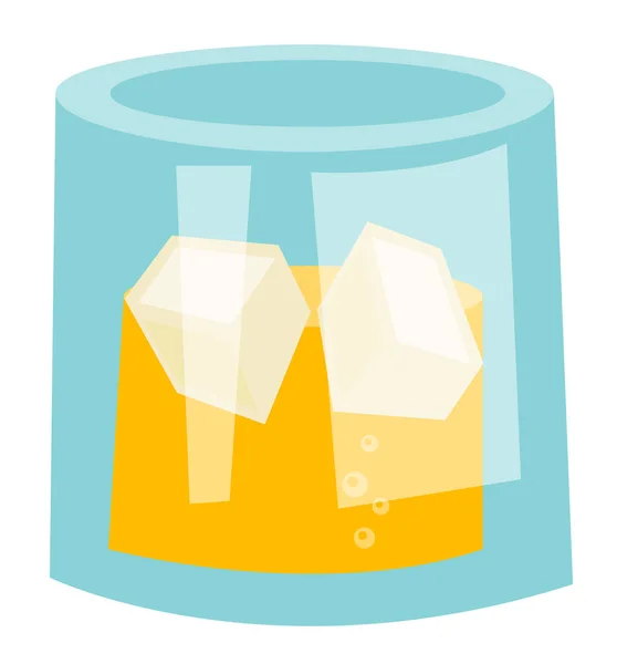 Whisky glass with ice cubes vector cartoon. — Stock Vector