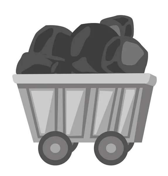 Coal mine trolley vector cartoon illustration. — Stock Vector