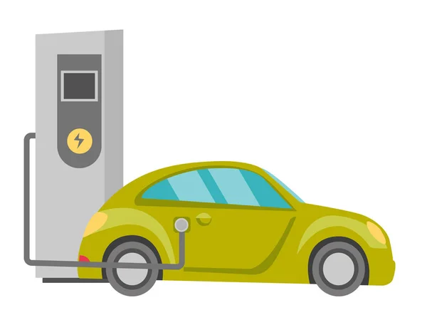 Voeding voor elektrische auto opladen. — Stockvector