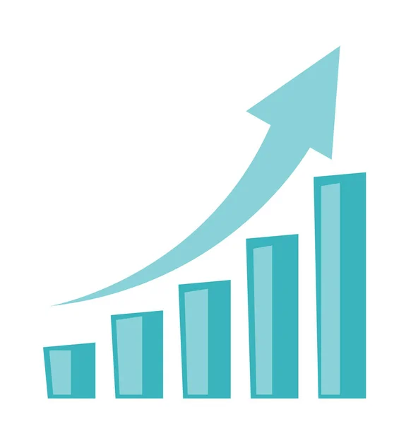 Gráfico de barras de crecimiento empresarial con flecha subiendo . — Archivo Imágenes Vectoriales