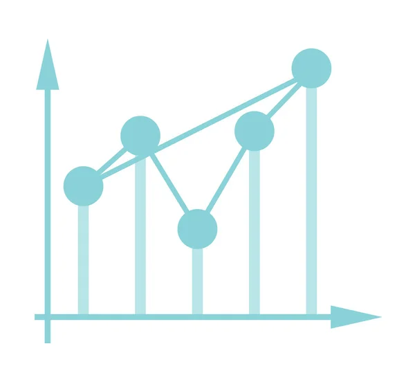 Gráfico de negocio fluctuante en el sistema de coordenadas . — Vector de stock