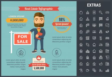 Emlak Infographic şablon, öğeleri, simgeler.