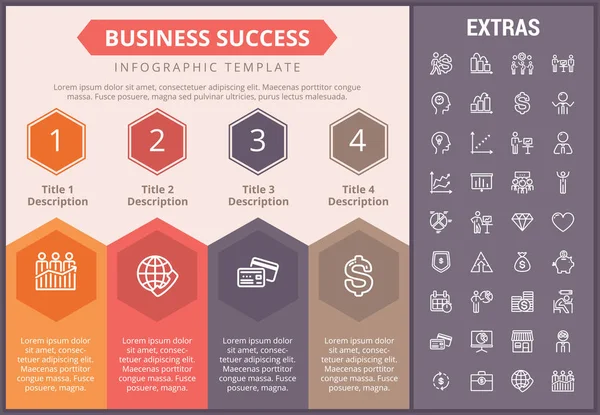 Geschäftserfolg Infografik Vorlage und Elemente — Stockvektor