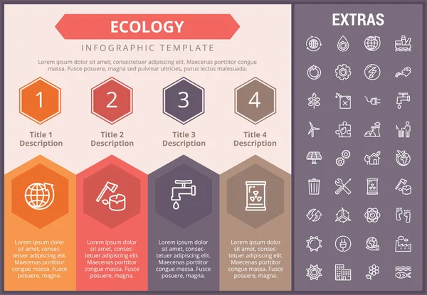 Ökologie-Infografik-Vorlage, Elemente und Symbole. — Stockvektor