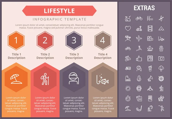 Plantilla de infografía de estilo de vida, elementos e iconos — Archivo Imágenes Vectoriales