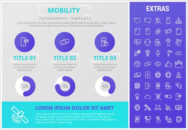 Mobilitu infografika šablona, prvky a ikony. — Stockový vektor