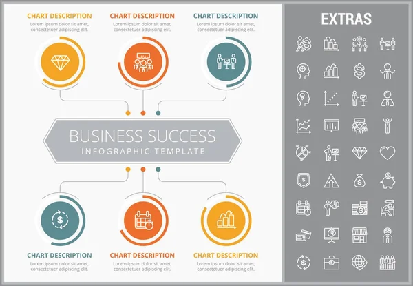 Obchodní úspěch infografika šablonu a prvky — Stockový vektor