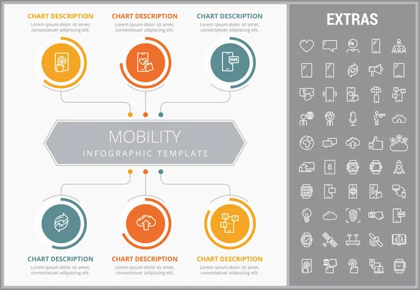 Modelo de infográfico de mobilidade, elementos e ícones . — Vetor de Stock