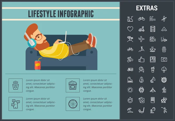 Plantilla de infografía de estilo de vida, elementos e iconos — Archivo Imágenes Vectoriales