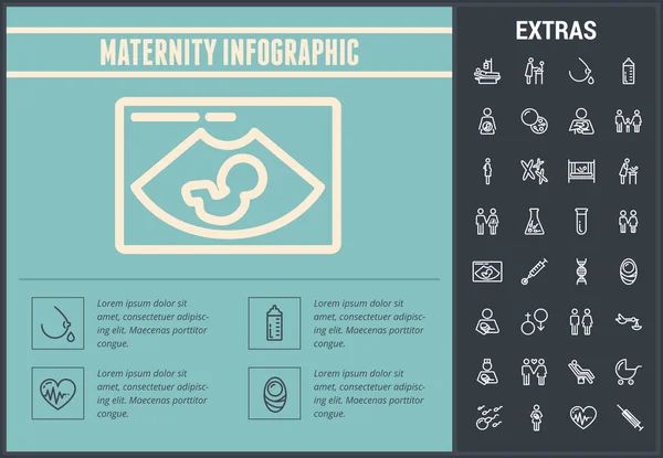 Plantilla de infografía de maternidad, elementos e iconos — Vector de stock