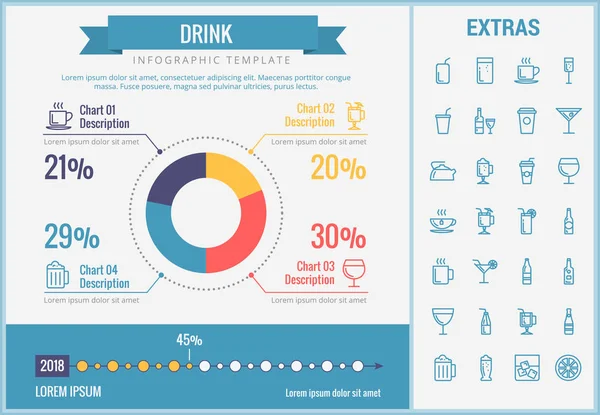 Boire modèle infographique, éléments et icônes . — Image vectorielle