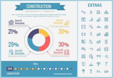 İnşaat Infographic şablonu ve öğeleri.
