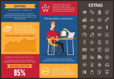 Alışveriş Infographic şablon, öğeler ve simgeler.