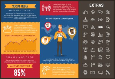 Sosyal medya Infographic şablon, öğeleri, simgeler