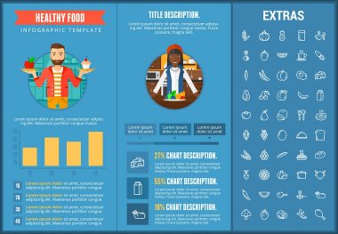 Sağlıklı gıda Infographic şablon, öğeleri, simgeler