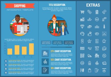 Alışveriş Infographic şablon, öğeler ve simgeler.