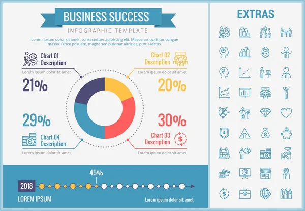 Modelo de infográfico de sucesso de negócios e elementos — Vetor de Stock