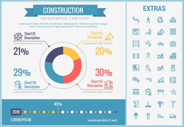 Modèle et éléments infographiques de construction . — Image vectorielle