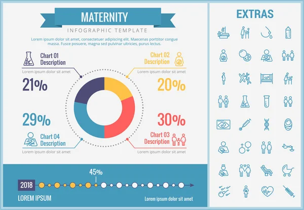 Modèle infographique de maternité, éléments et icônes — Image vectorielle