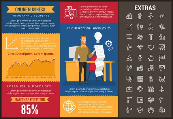 Online-Business-Infografik Vorlage und Elemente. — Stockvektor