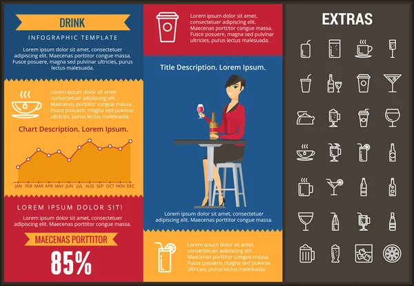 Modello di infografica per bevande, elementi e icone . — Vettoriale Stock