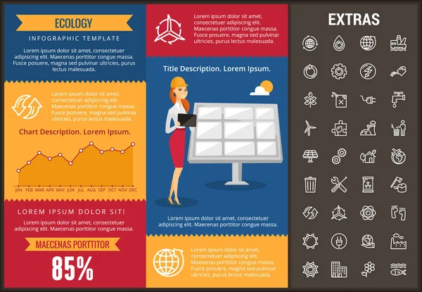 Ekologia infografikę szablon, elementy i ikony. — Wektor stockowy